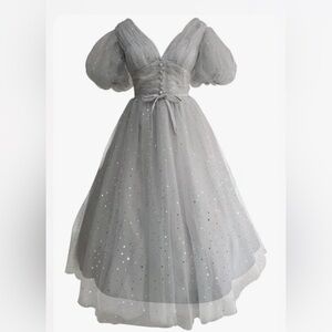 Elegant Gray Midi Dress